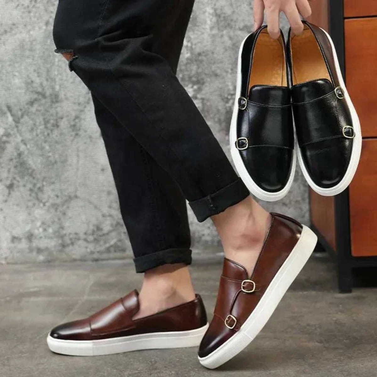 The Grosseto Men’s Leather Loafer with Rubber Sole