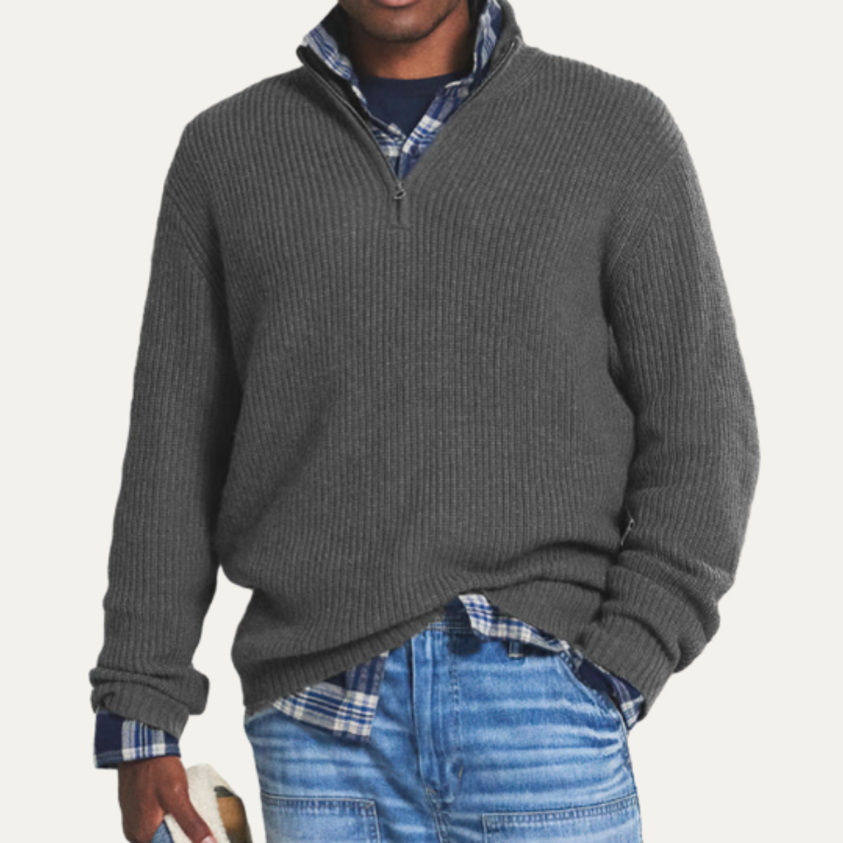 The Vicenza Men’s Soft Knit Cashmere Half Zip Sweater