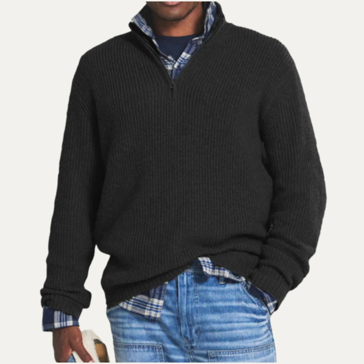 The Vicenza Men’s Soft Knit Cashmere Half Zip Sweater