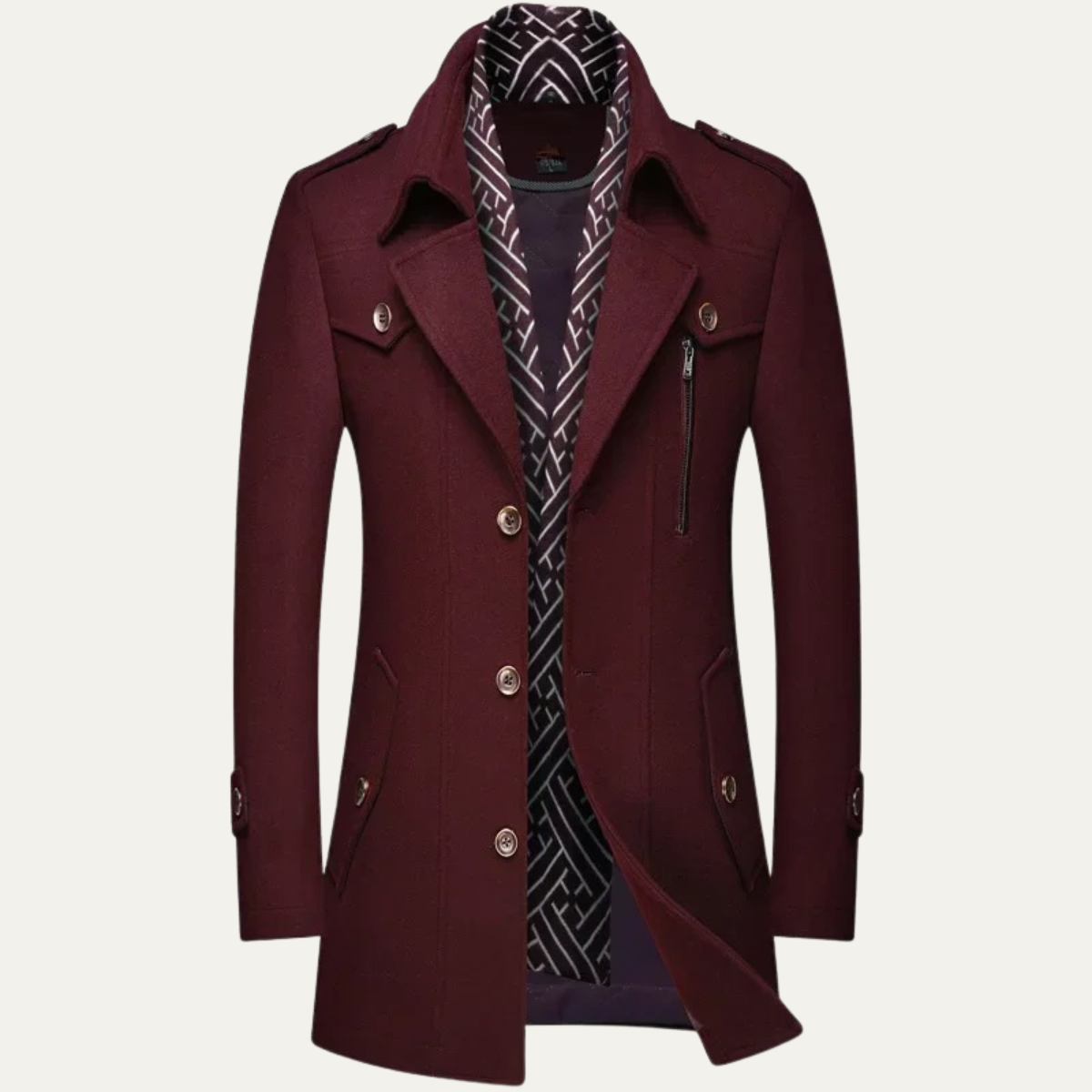 The Siena Men’s Wool Blend Long Trench Coat with Lapel Collar