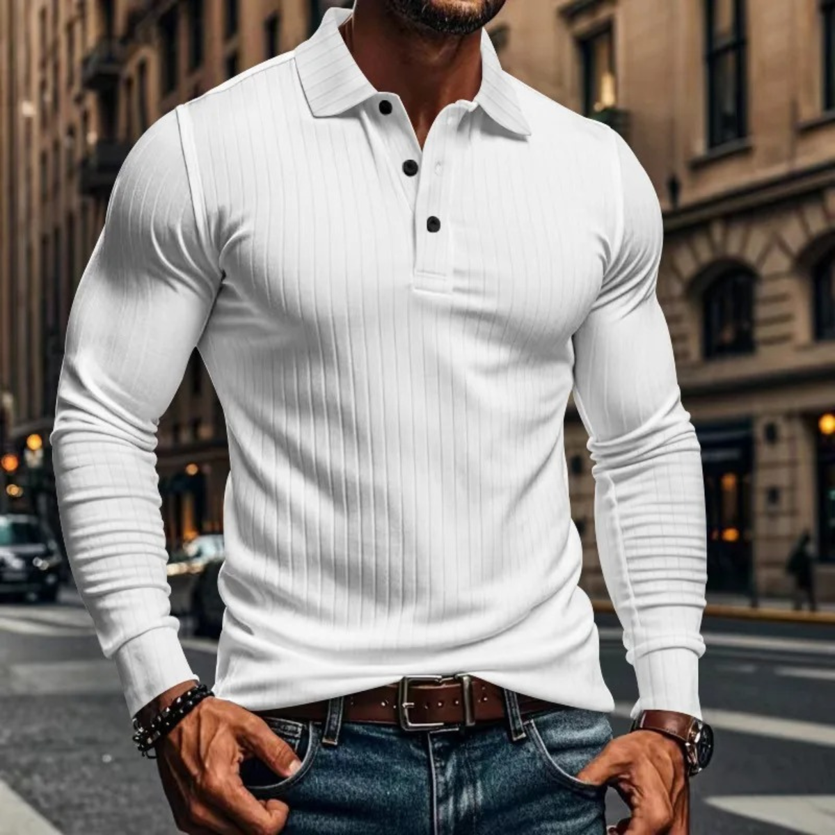 The Sorrento Men’s Ribbed Knitted Polo Shirt