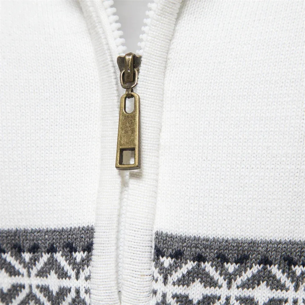 The Chatsworth Men's Quarter Zip Cotton Sweater – Fair Isle Knit