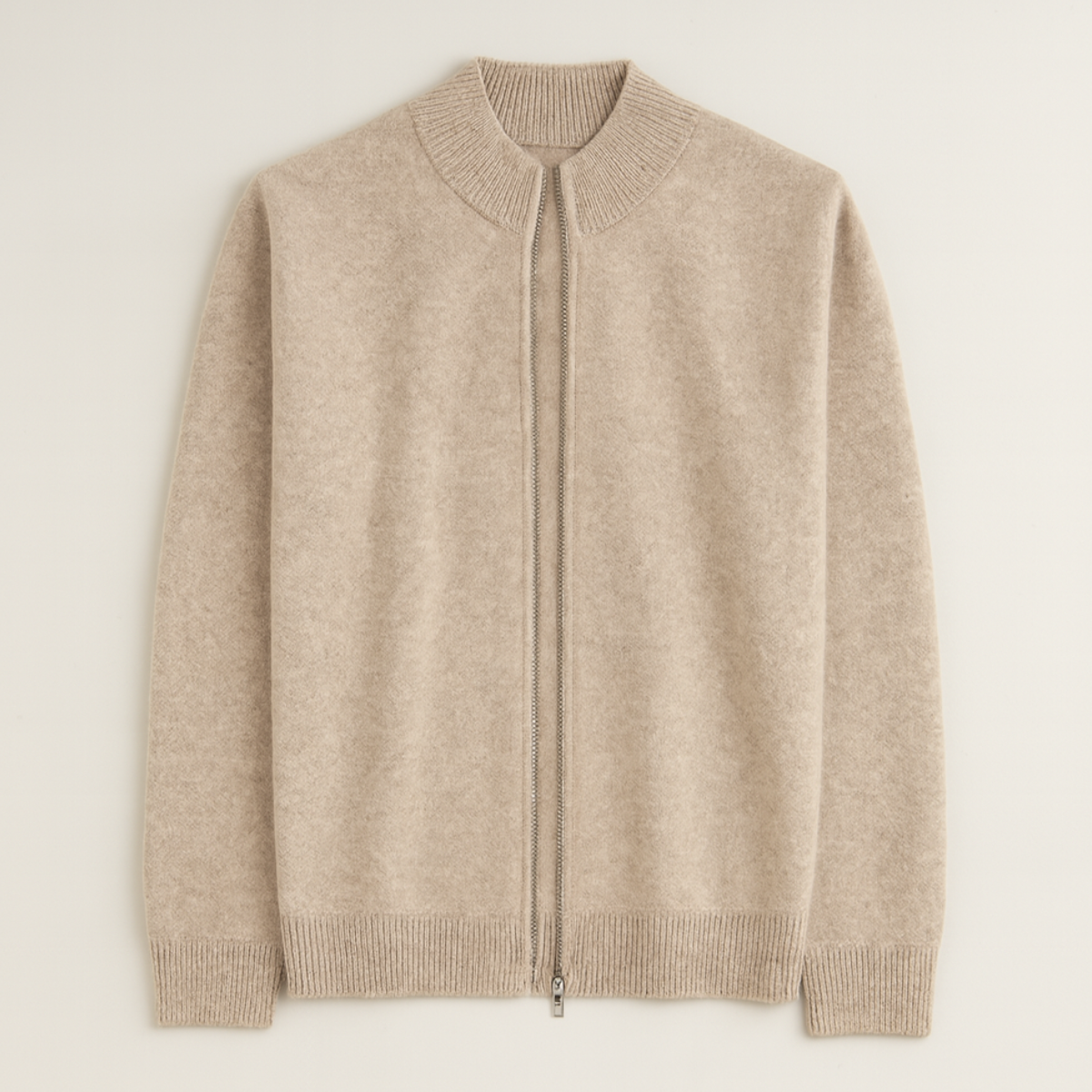 The Maplecrest Men's Merino Mock Neck Wool Zip Up Cardigan