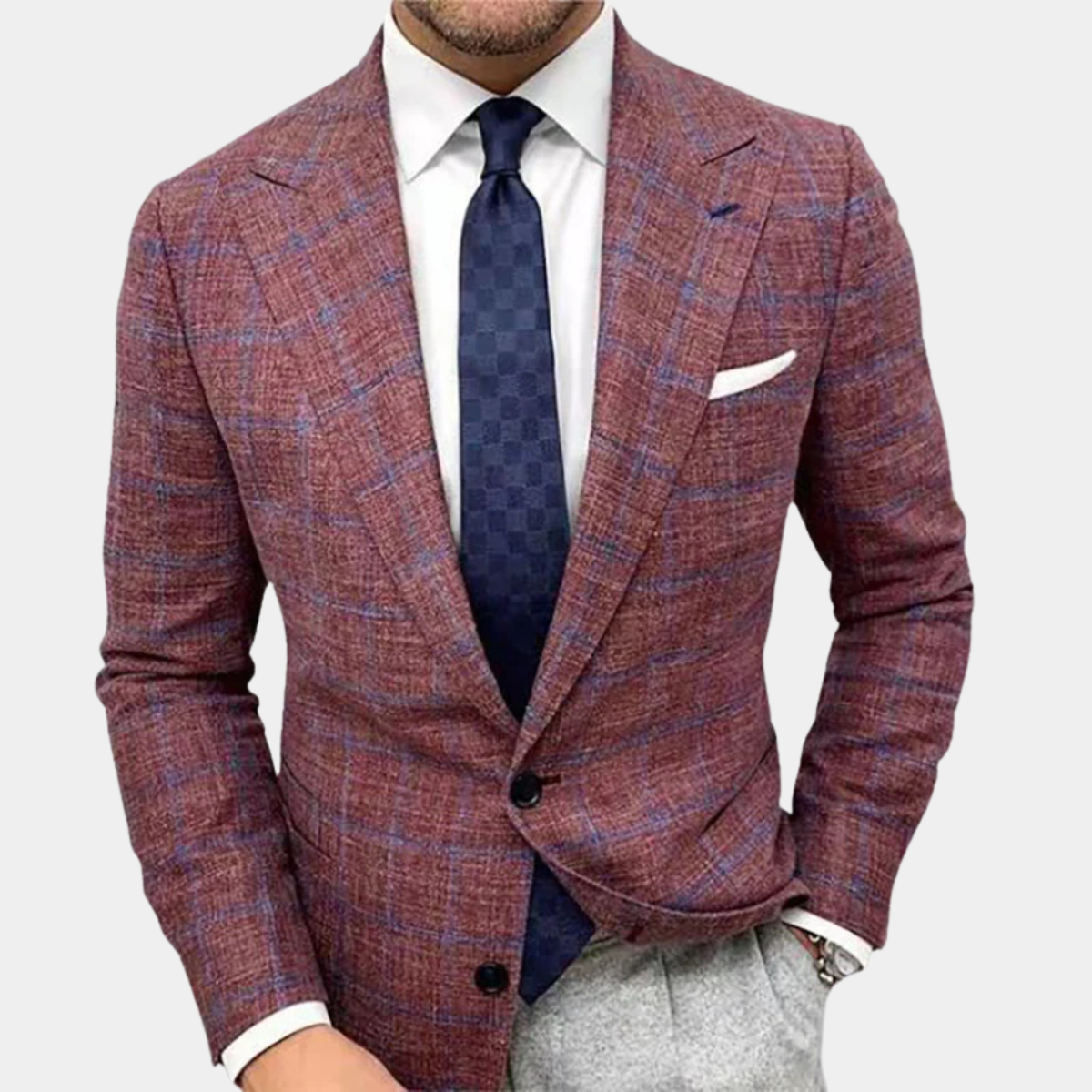 The Willoughby Men’s Classic Tailored Fit Suit Plaid Blazer