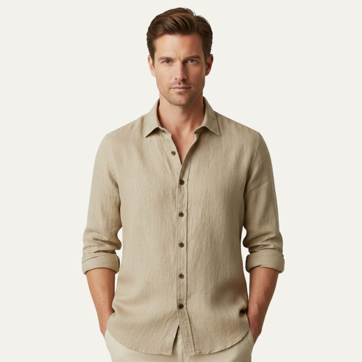 The Zurich Vintage Long Sleeve Linen Shirt for Men
