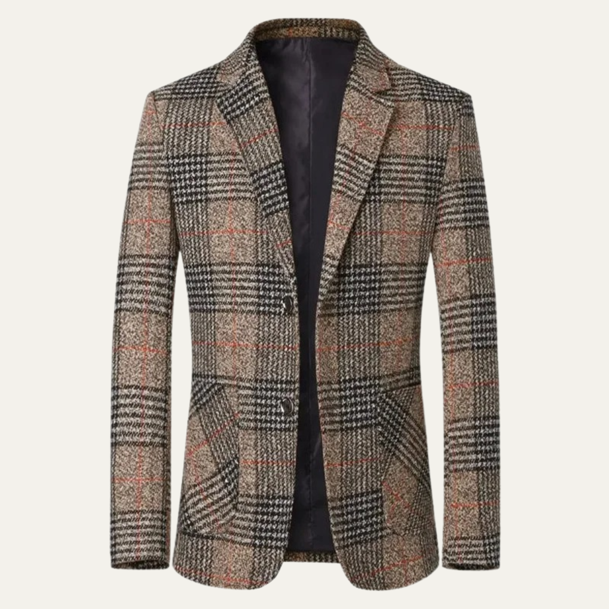 The Monopoli Men’s Slim Fit Check Plaid Tweed Blazer Suit