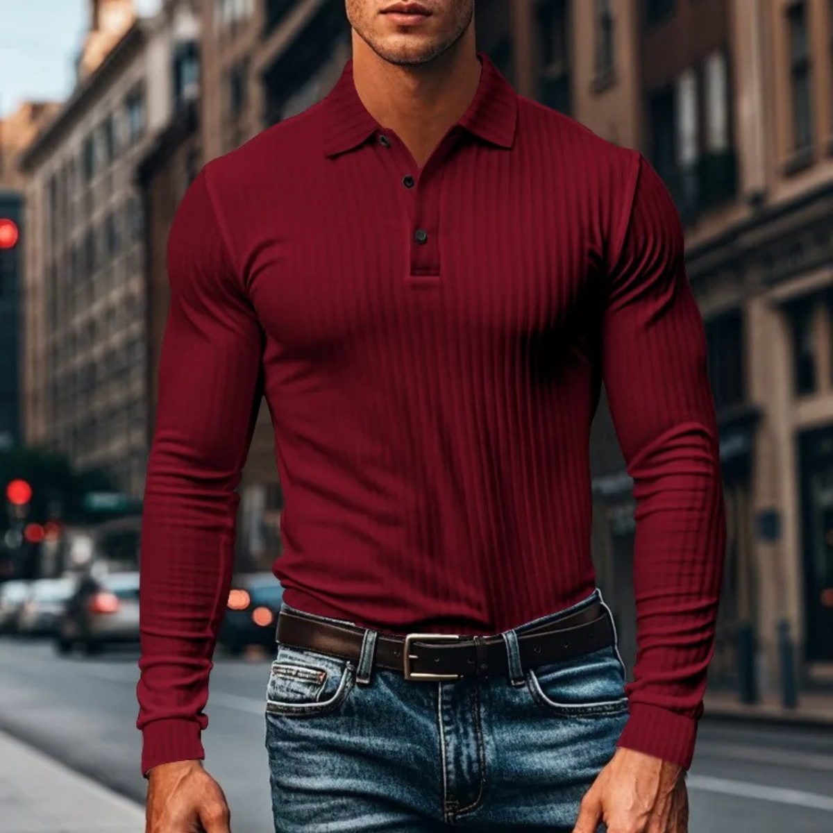 The Sorrento Men’s Ribbed Knitted Polo Shirt