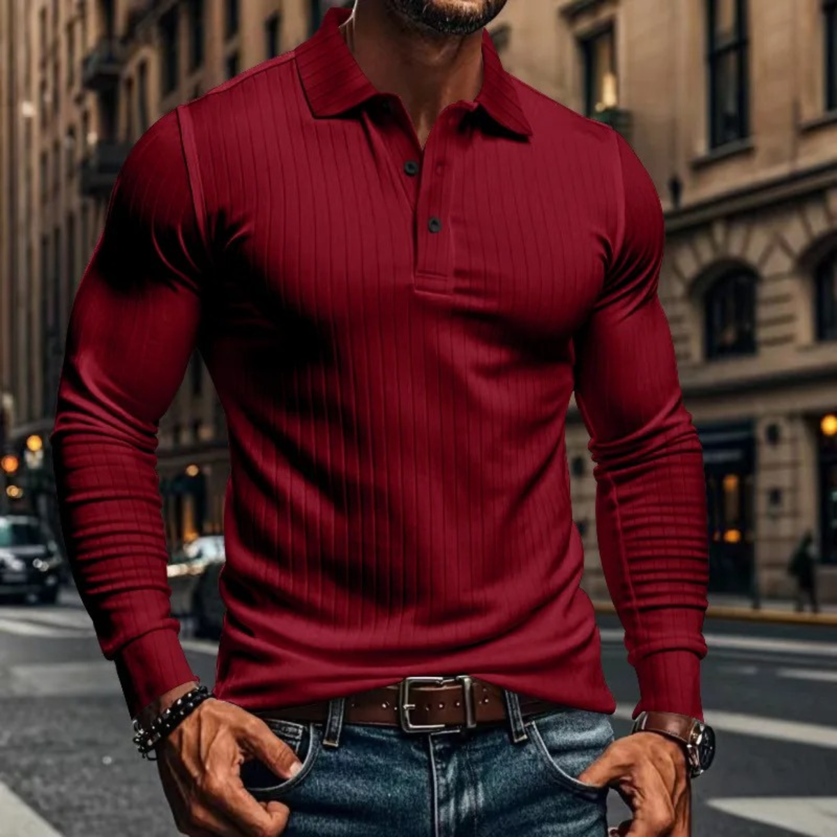 The Sorrento Men’s Ribbed Knitted Polo Shirt