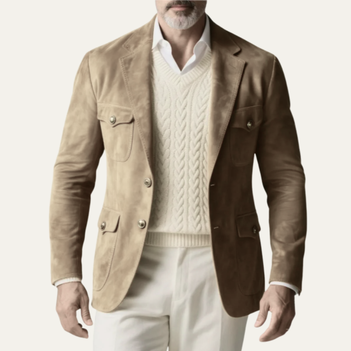 The Timberlake Men's Retro Tan Suede Blazer with Pockets