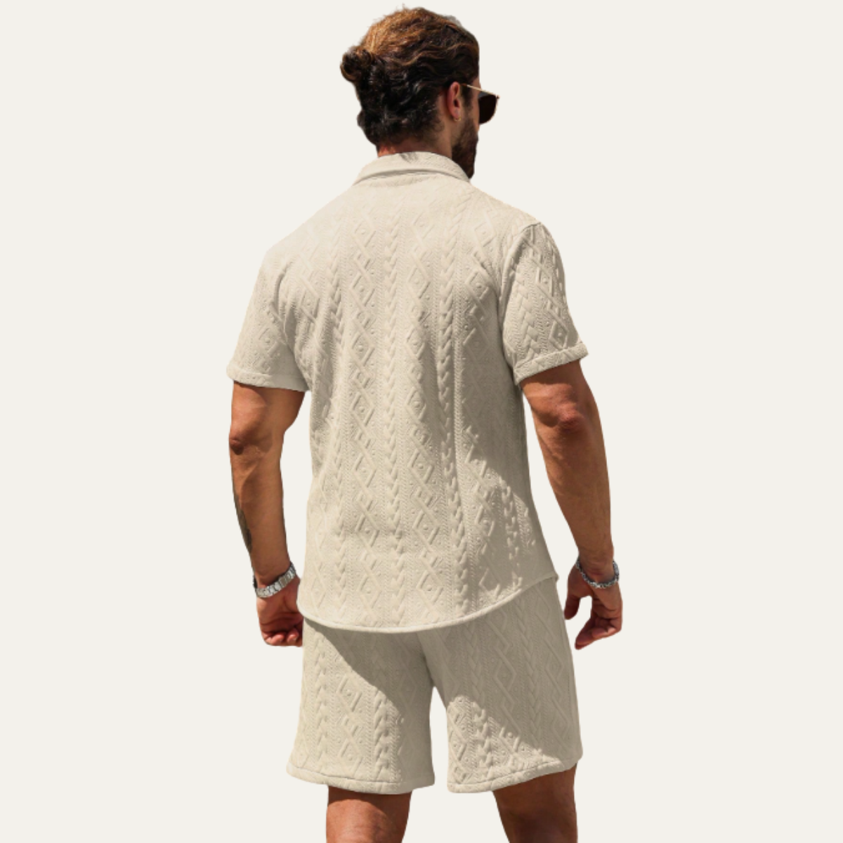 The Meadowridge Men’s Textured Summer Co Ord Set Shirt & Shorts