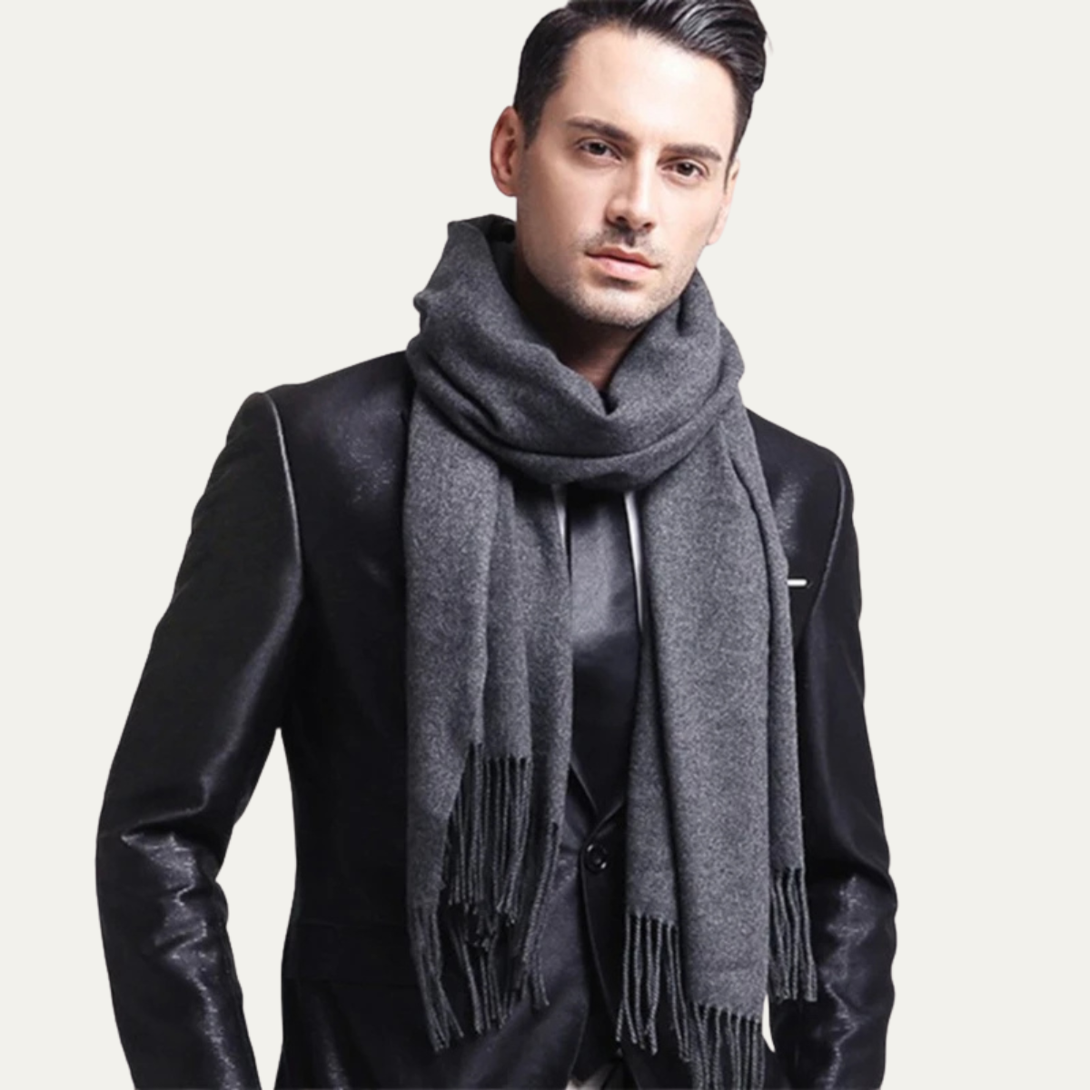 The Rive Gauche Cashmere Merino Scarf for Men - Gray