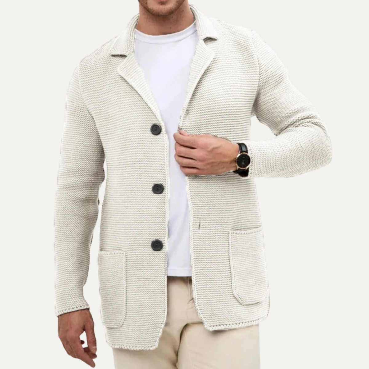The San Marco Men’s Trendy Knitted Button Down Blazer Cardigan