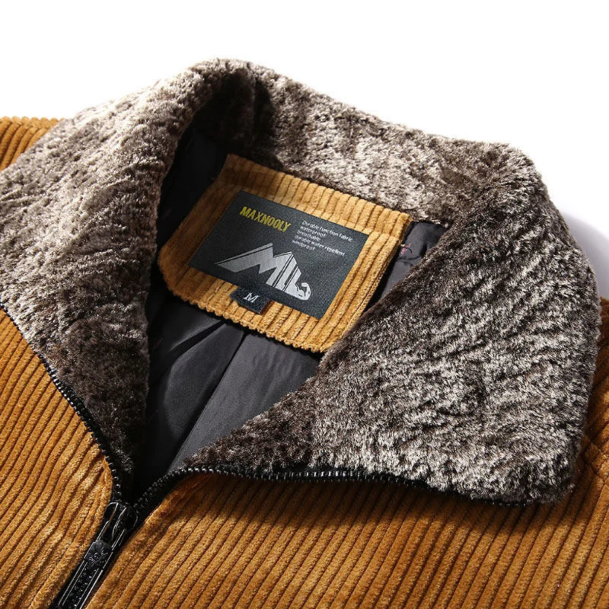 The Alassio Men’s Corduroy Jacket – Fleece Lined Winter Zip Up Coat with Fur Collar