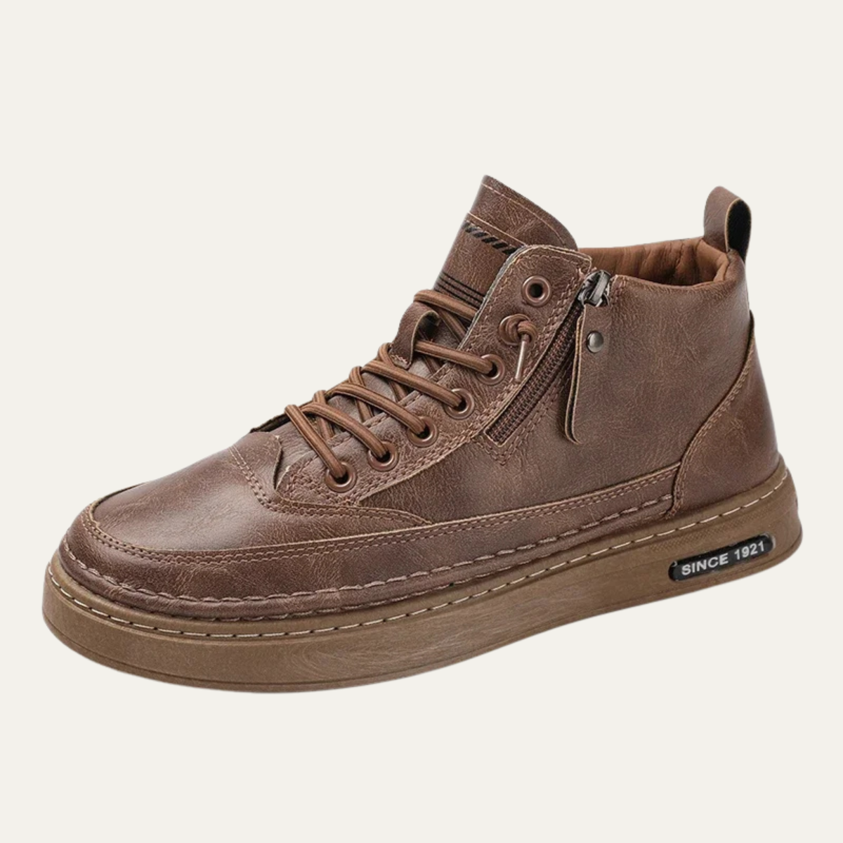 The Cannaregio Men’s Casual Leather High Ankle Shoes with Side Zipper