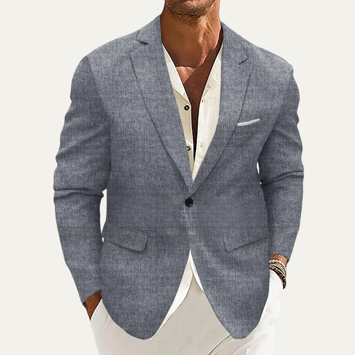 The Mandello Men’s Single Breasted Lightweight Slim Fit Linen Blazer Jacket