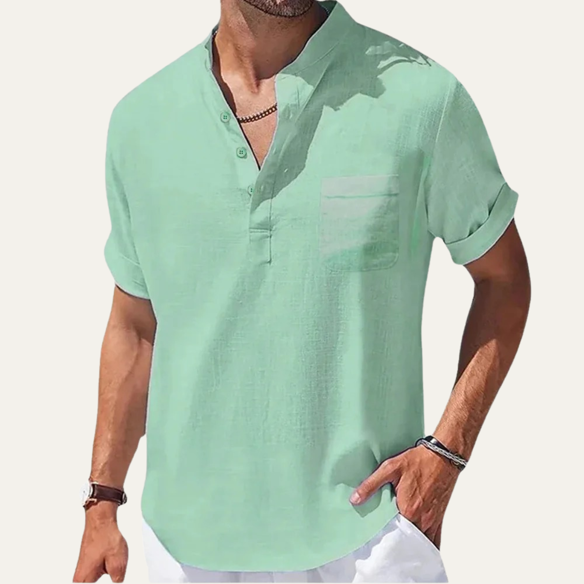 The Firenze Men’s Lightweight Henley Linen Shirt