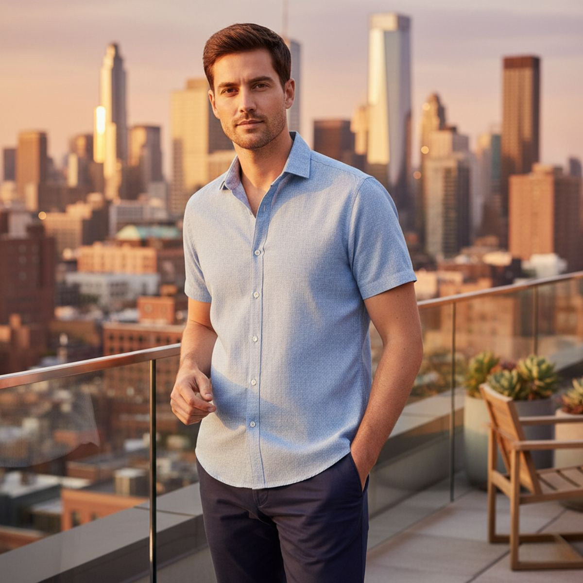 The Monaco Short Sleeve Linen Shirt for Men
