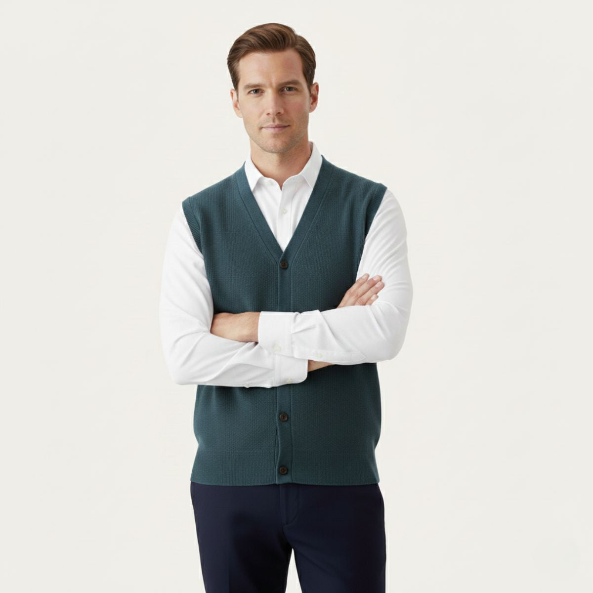 The Castellammare Men’s Smart Button Knit Waistcoat Sweater Vest