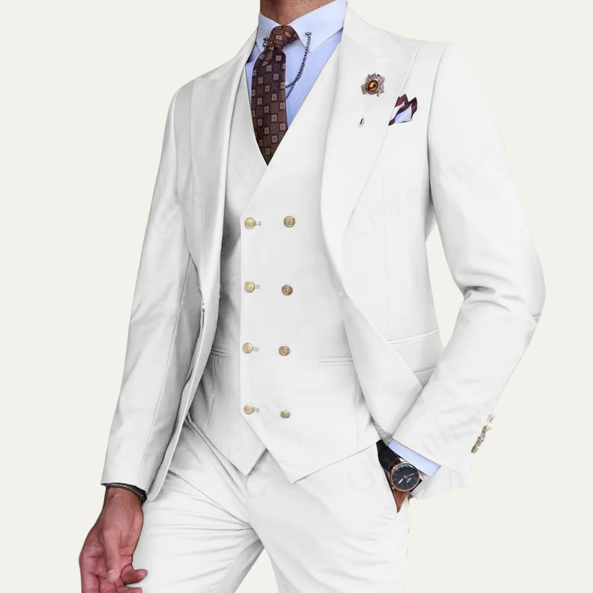 The Mantova Men’s Luxury 3 Piece Suit – Blazer Vest and Pants Formal Suit