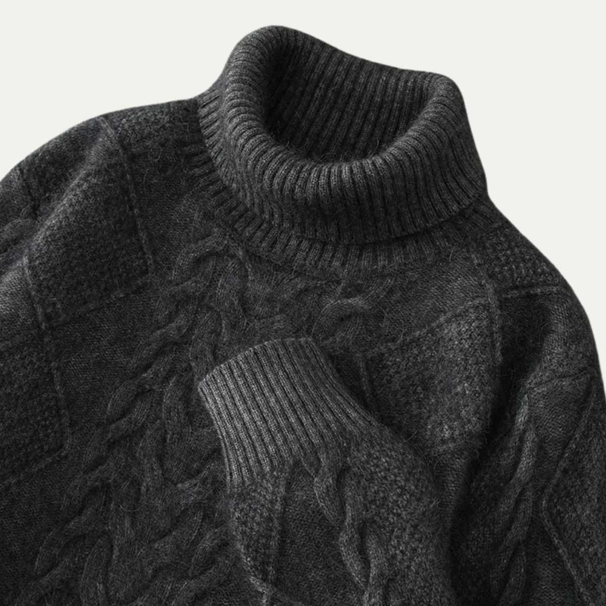 The Denbighshire Men's Cable Knit Turtleneck Sweater