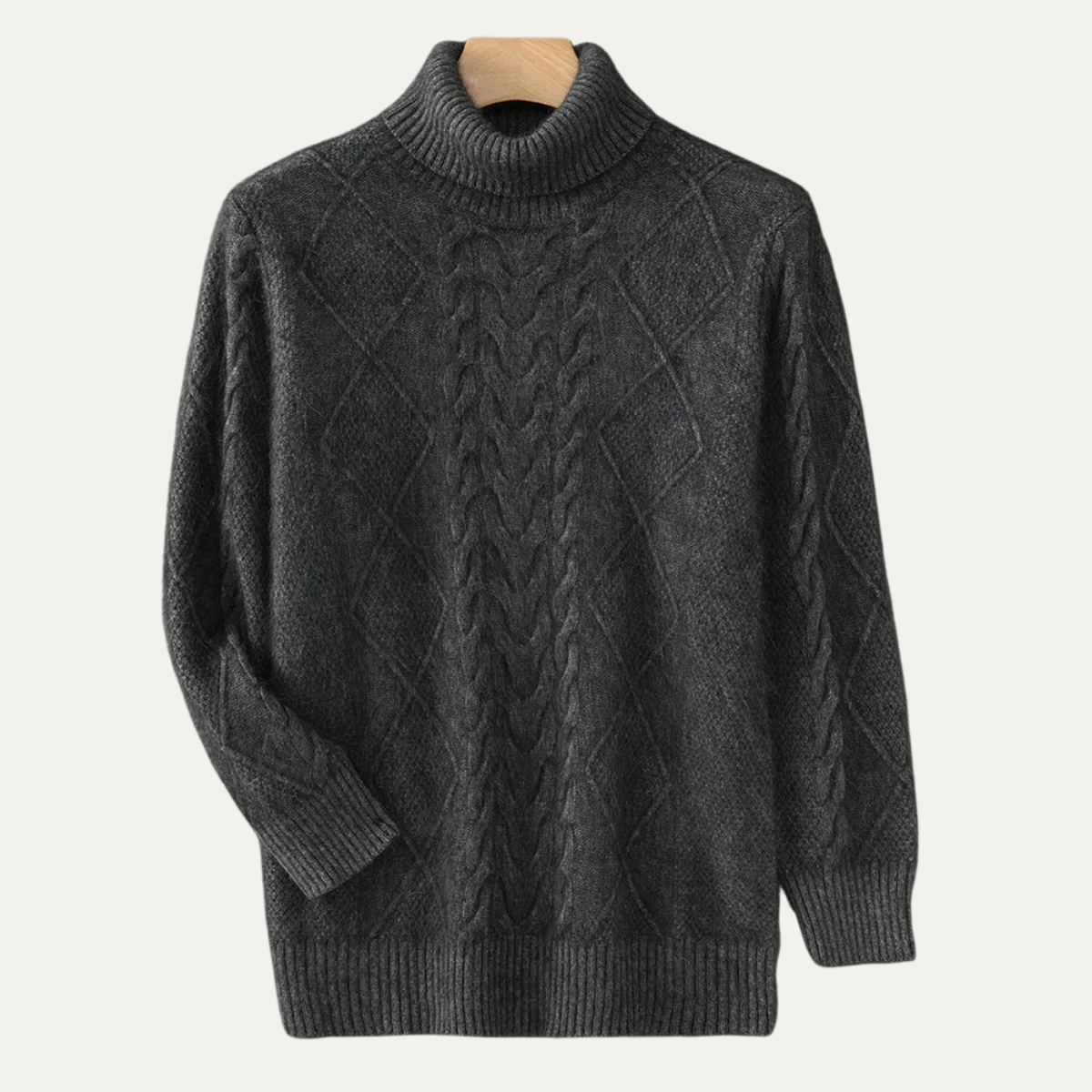 The Denbighshire Men's Cable Knit Turtleneck Sweater