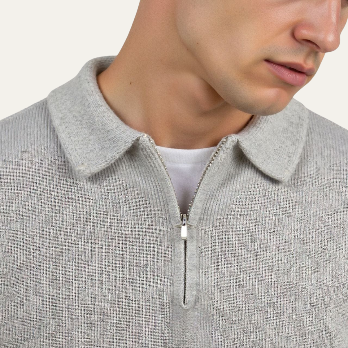 The Woodstock Men's Half Zip Striped Knit Sweater