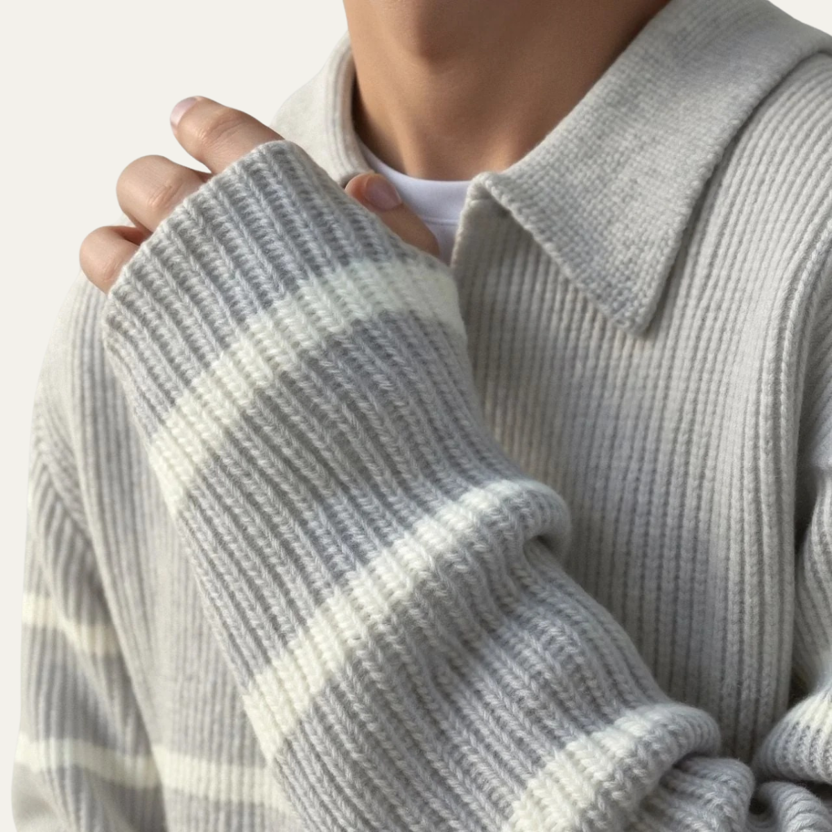 The Woodstock Men's Half Zip Striped Knit Sweater