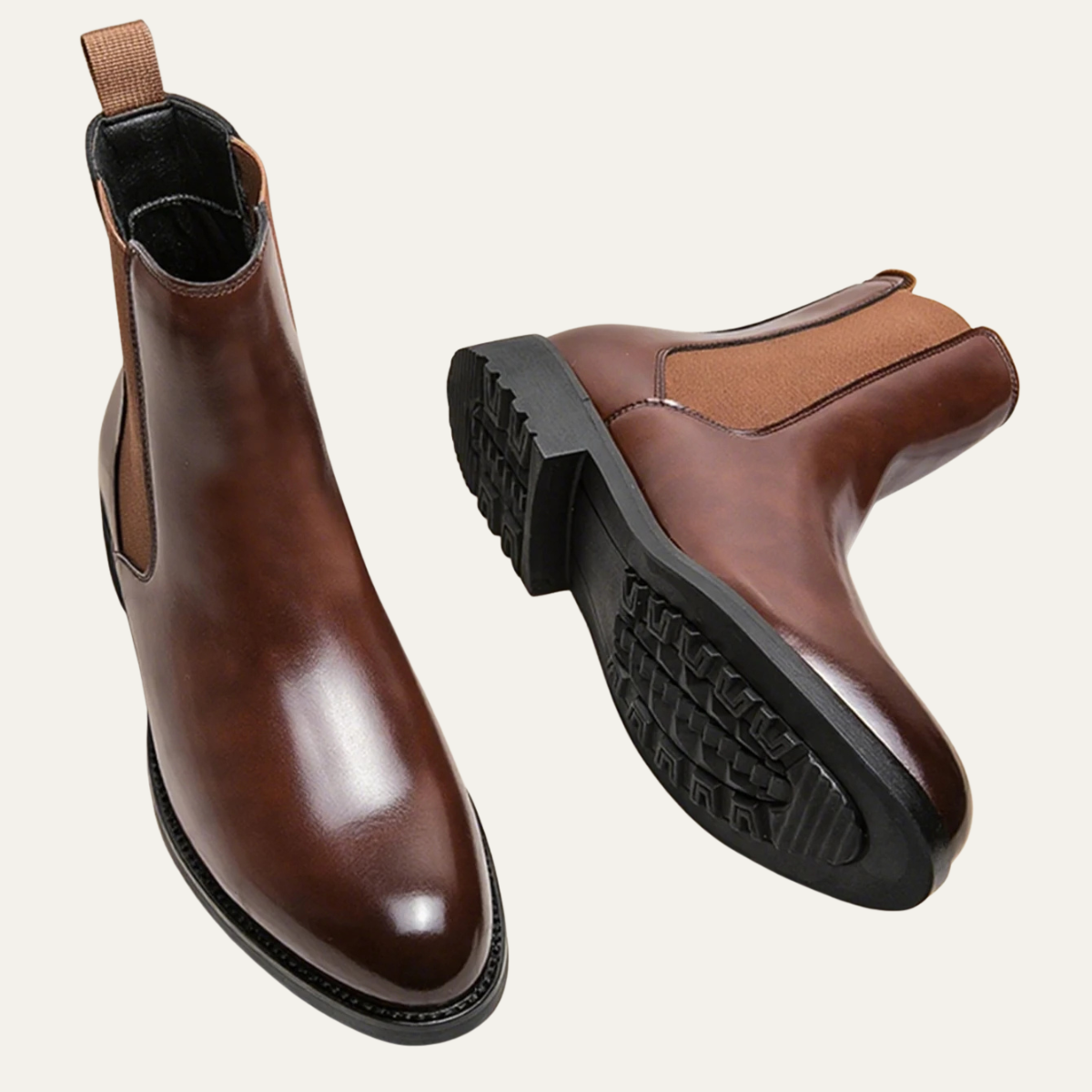 The Monferrato Men’s Leather Classic Slip On Ankle Dress Boots with Elastic Side Panels