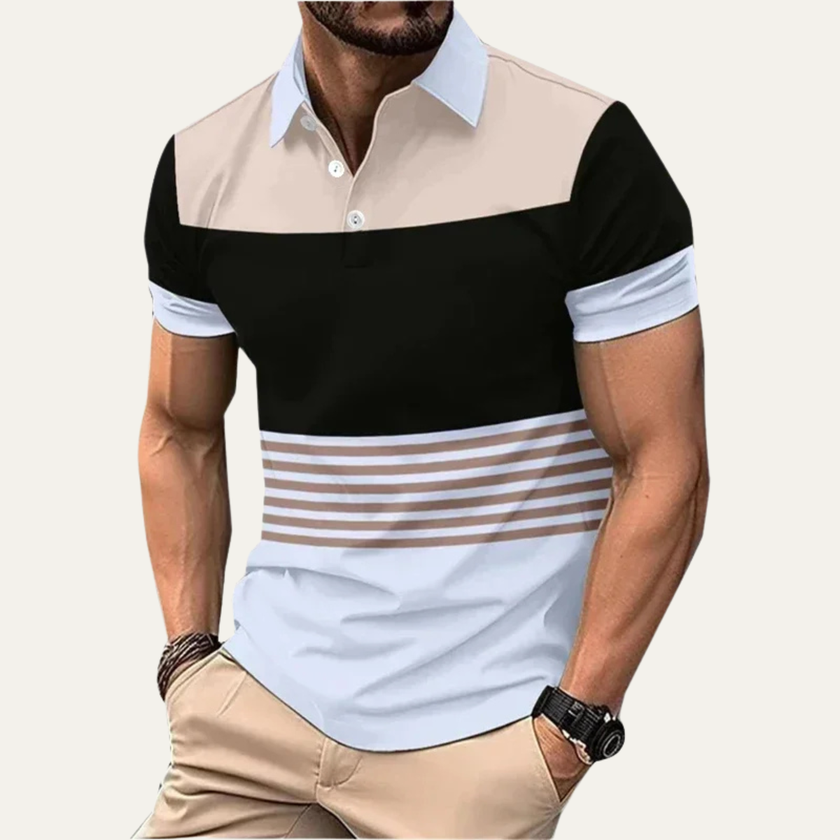 The Bergamo Men’s Casual Color Block Summer Polo Shirt