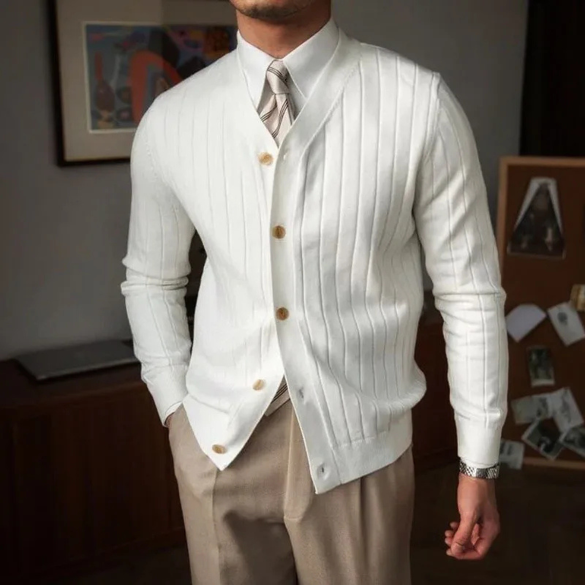 The Newport Men’s Slim Fit Knit Cardigan