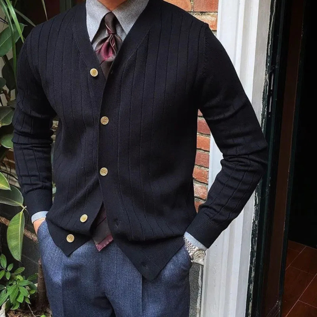 The Newport Men’s Slim Fit Knit Cardigan