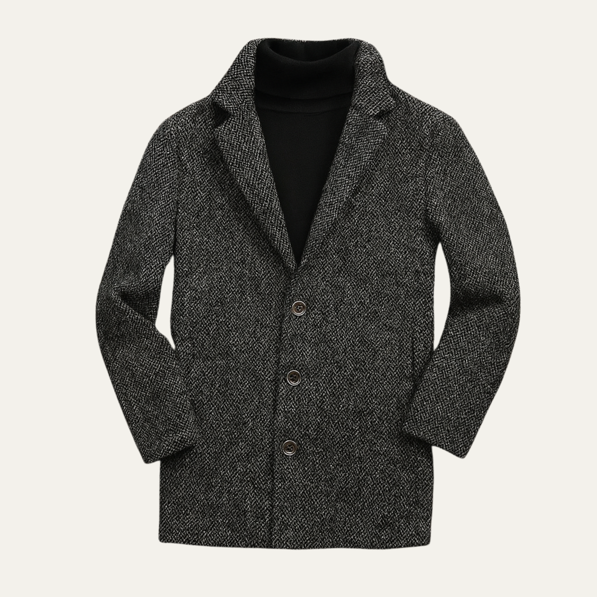The Mayfair Men’s Luxury Herringbone Wool Overcoat – Gray