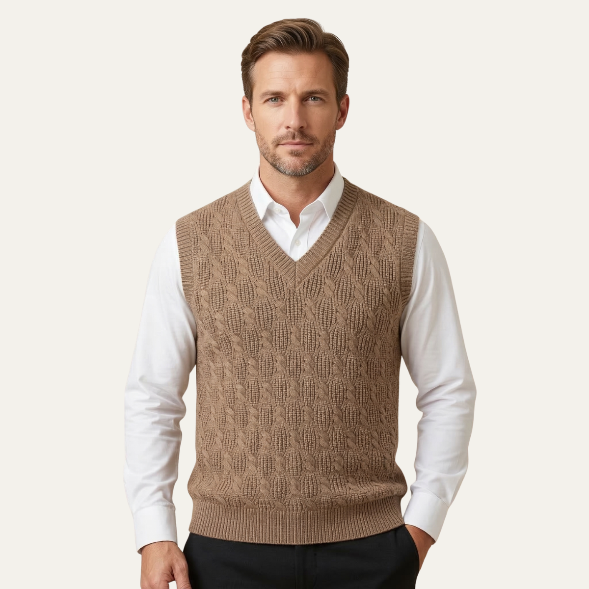 The Alberobello Men’s Warm Textured Knitted V Neck Sweater Vest