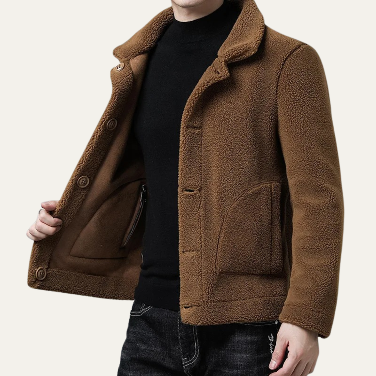 The Brecon Men’s Warm Winter Fleece Jacket with Pockets