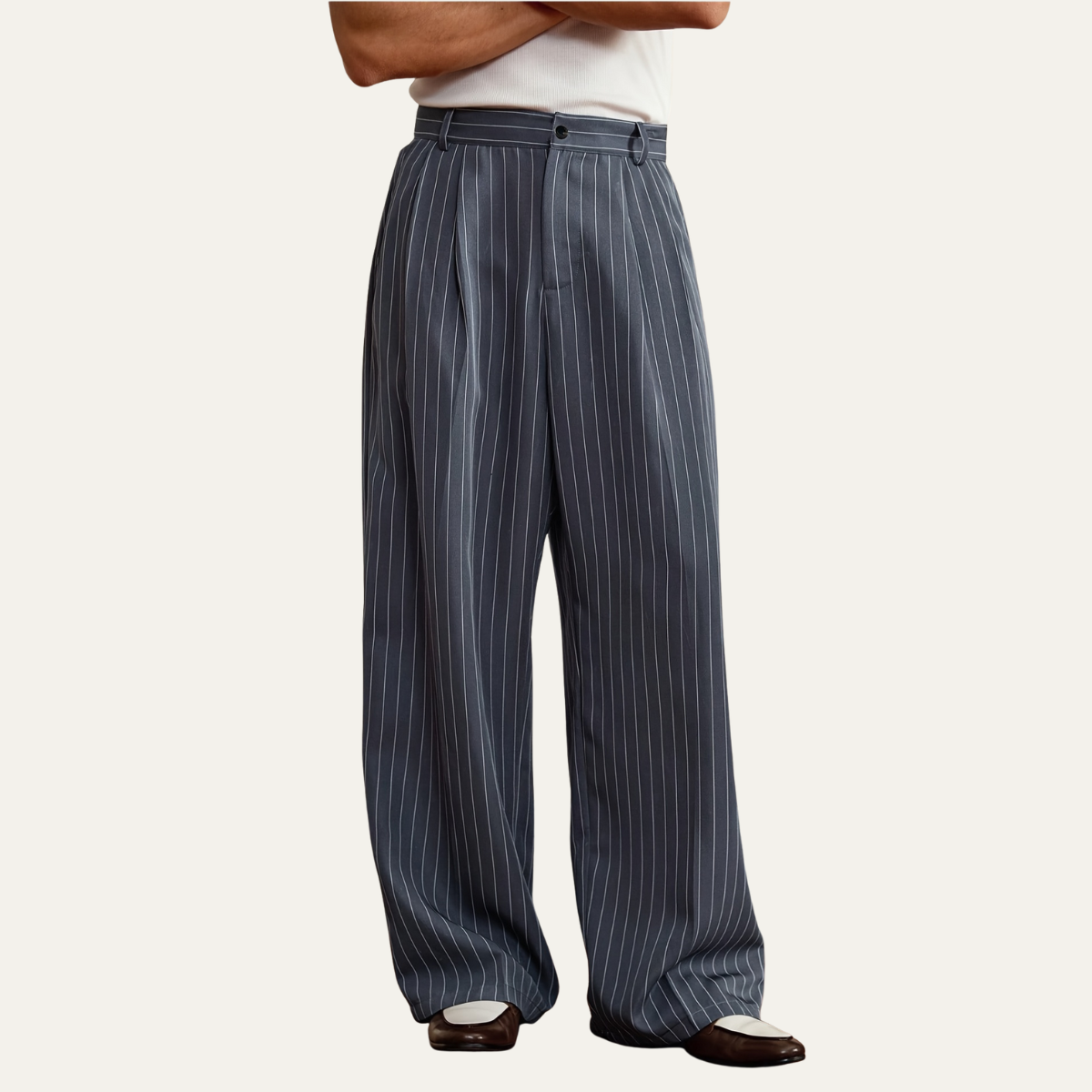 The Ascot Men’s Vintage Wide Leg Pinstripe Dress Pants