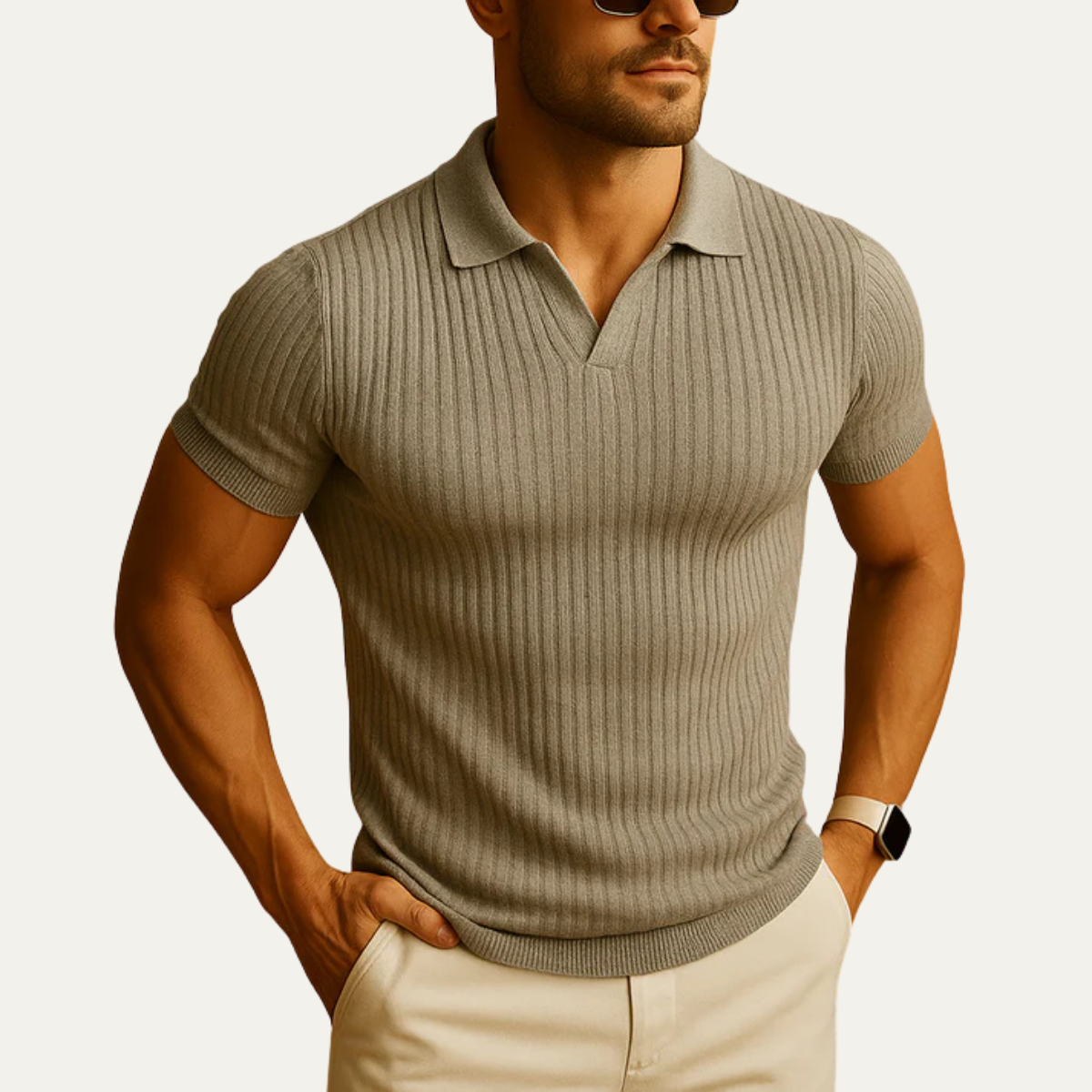 The Ghedi Men's Knit Short Sleeve Polo