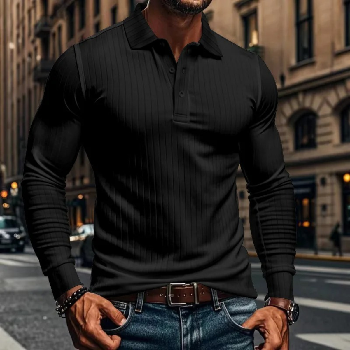 The Sorrento Men’s Ribbed Knitted Polo Shirt