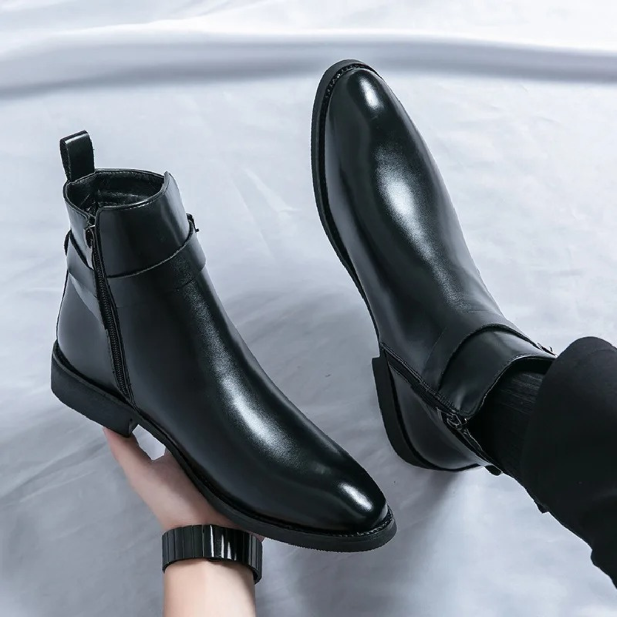 The Franciacorta Men’s Leather Ankle Boots with Side Zip & Non Slip Sole