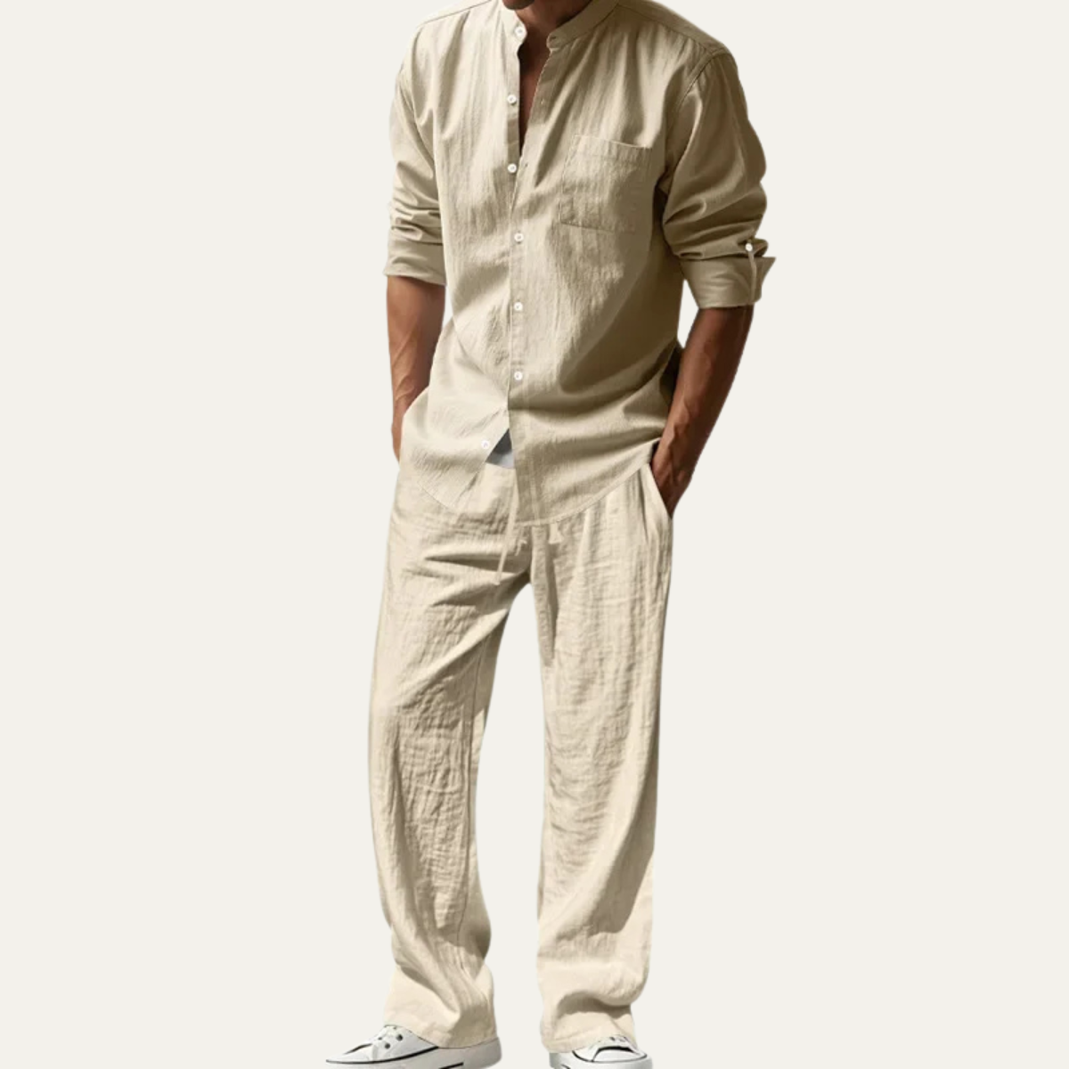 The Meadowwood Men’s Casual Linen Two Piece Set – Shirt & Pants
