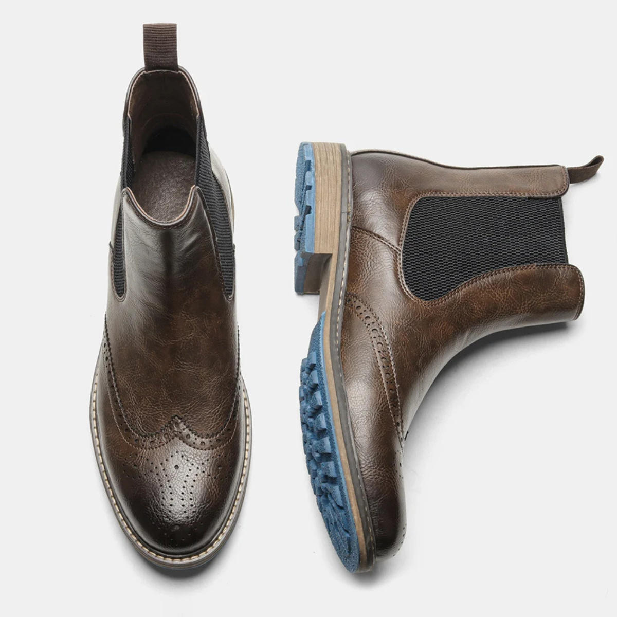 The Monopoli Men’s Classic Brogue Slip On Chelsea Boots