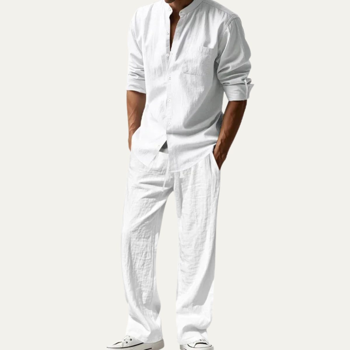 The Meadowwood Men’s Casual Linen Two Piece Set – Shirt & Pants