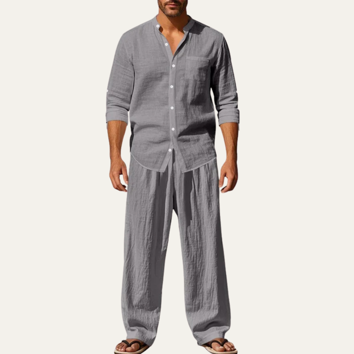 The Meadowwood Men’s Casual Linen Two Piece Set – Shirt & Pants