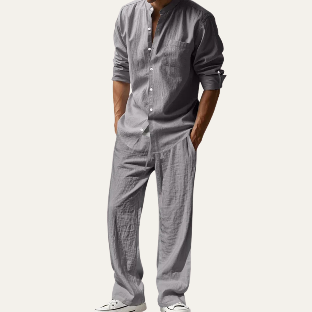 The Meadowwood Men’s Casual Linen Two Piece Set – Shirt & Pants