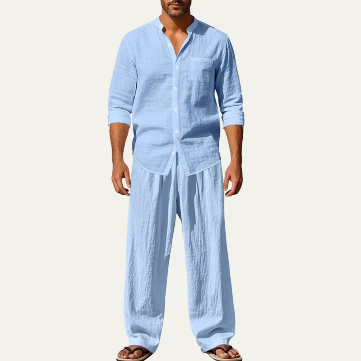 The Meadowwood Men’s Casual Linen Two Piece Set – Shirt & Pants
