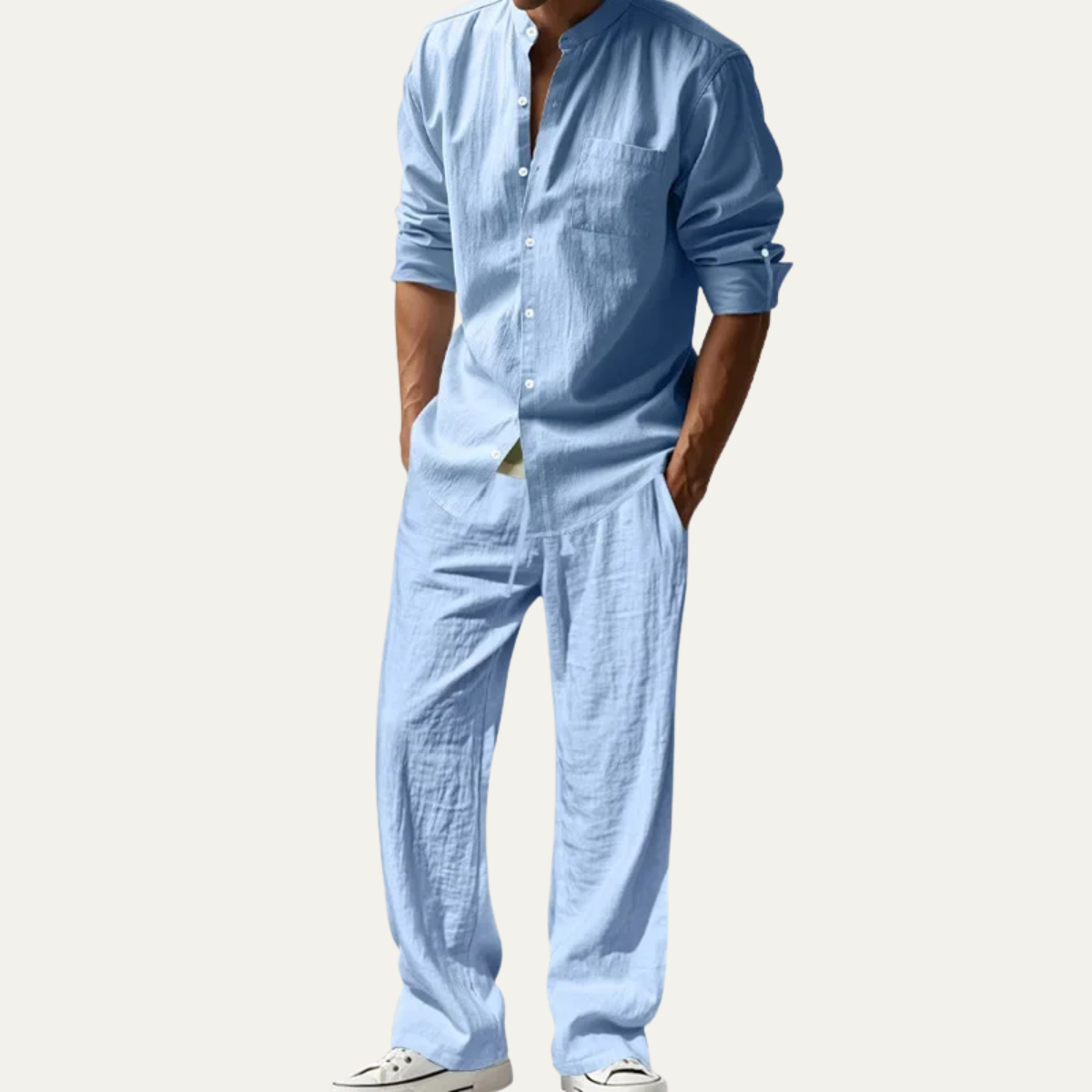The Meadowwood Men’s Casual Linen Two Piece Set – Shirt & Pants
