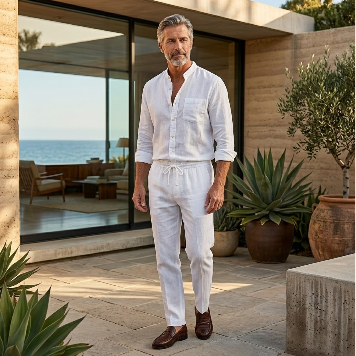The Lakefield Men’s Relaxed Fit Linen Shirt & Pants Set