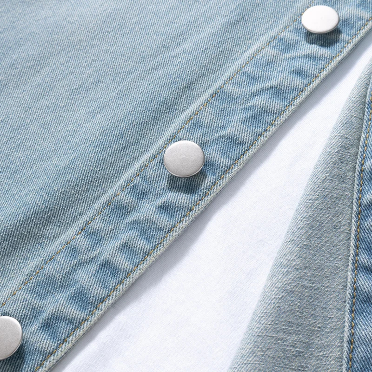 The Meadowpark Men’s Vintage Loose Fit Button Up Denim Shirt