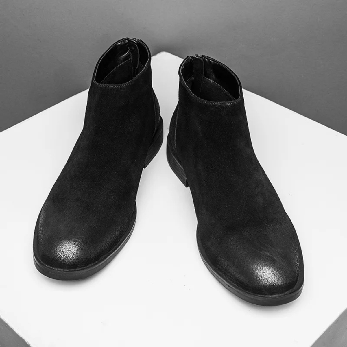 The Stonebridge Men’s Vintage Leather Suede Chelsea Boots with Zipper