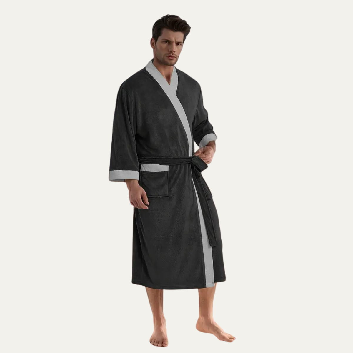The Dulwich Men's Elegant Kimono Lightweight Spa Bathrobe with Belt