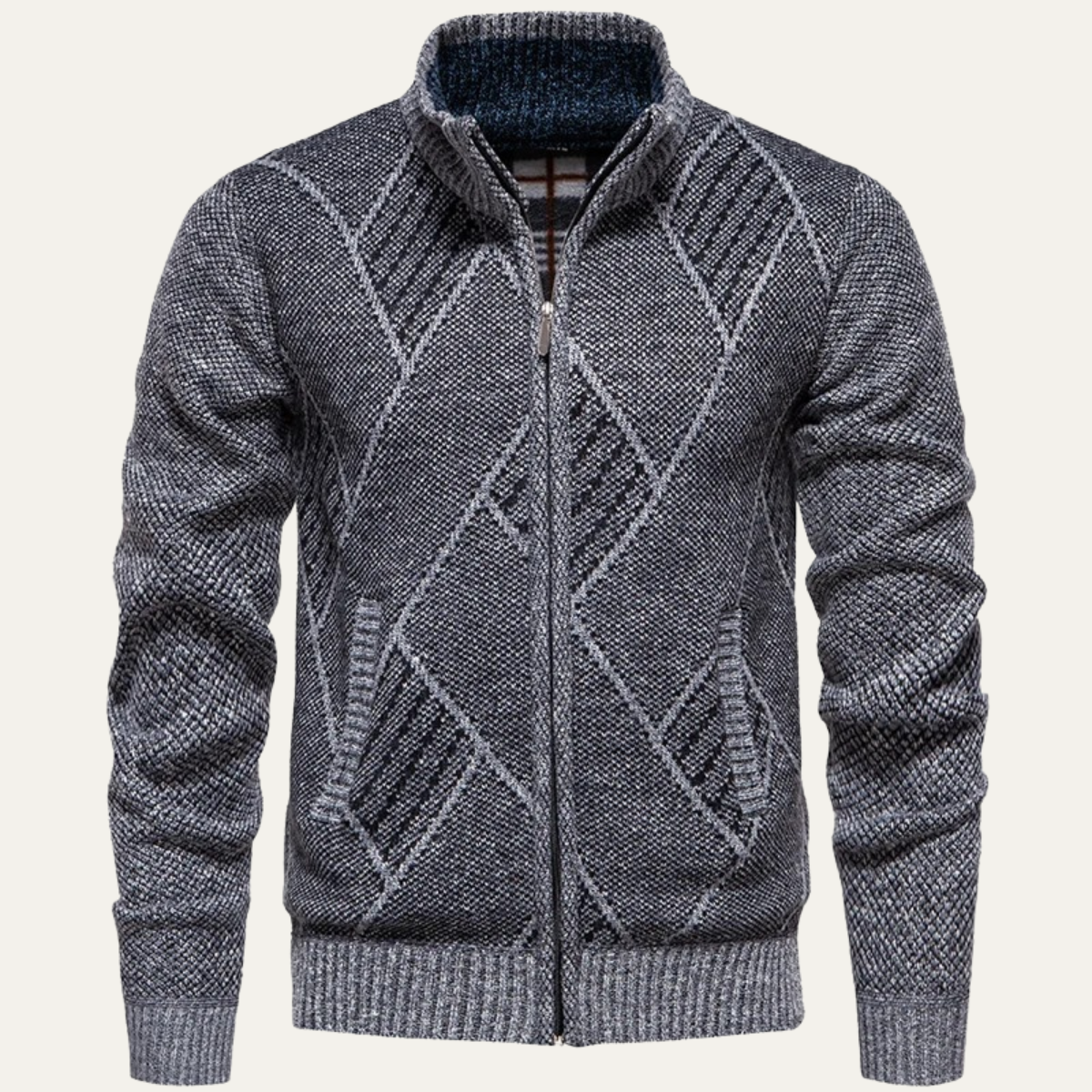 The Angera Men’s Casual Winter Knit Zip Up Jacket